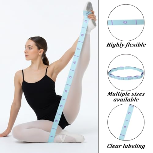 Flexibility Training Equipment Stretching Band Stretching 11 Loops Leg Stretch Straps Yoga Straps for Physical Therapy Elastic Stretch Bands with Loop for Yoga, Pilates, Ballet, Dance and Fitness