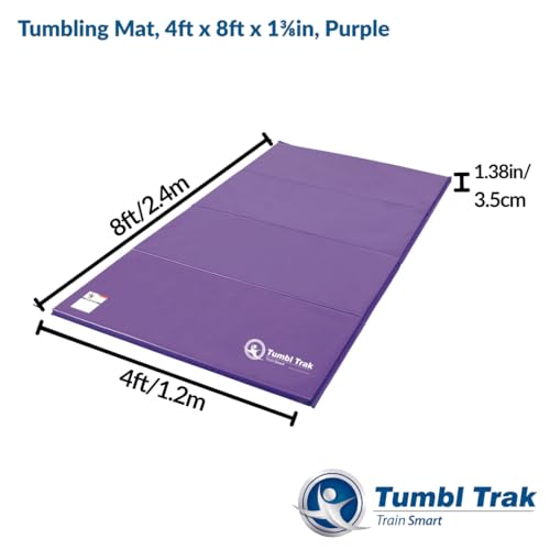 Tumbl Trak Gymnastics Folding Tumbling Panel Mat - color: Purple, size: 4'x8'x1.38"