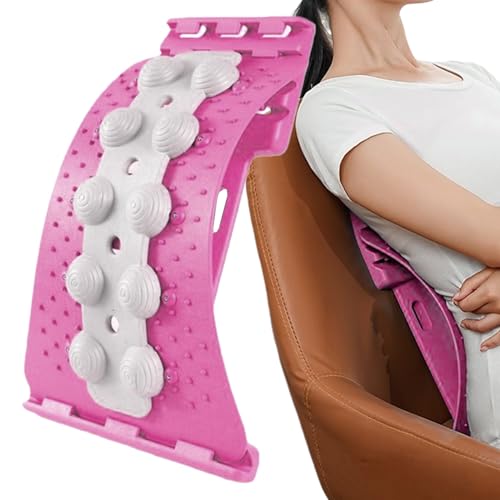 4-Level Adjustable Lumbar Board, Multi-Level Backs Stretcher, Lumbar Back Stretcher, Ergonomic Lumbars Support Stretchers, Back Arch with, for Spinal Correction Muscle Shoulder Relaxation - color: P-ink