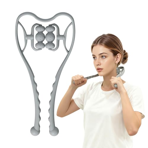 Neck Roller Massage Tool-Manual Neck Massager for Pain Relief Deep Tissue,6 Trigger Point Massager Ball for Neck&Shoulder Relaxer,Adjustable Opening,Ergonomic Grip