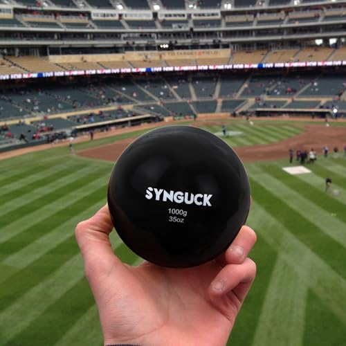 SYNGUCK 35/70oz Weighted Plyo Ball for Baseball & Softball Training - Heavy Training Balls for Power, Pitching, Hitting - Yoga, Fitness, Plyometrics - All Skill Levels