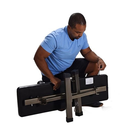 Flat Barbell Bench, Foldable Portable Padded Weight Lifting Seat, Equipment for Home Gym - Steel Frame, 300 Pound Capacity