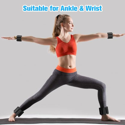 Adjustable Wrist & Ankle Weights for Men Women, Set of 2 (1lb Each), Wearable Bangles Silicone Bracelet, Workout Resistance Weights for Yoga, Pilates, Dance, Aerobics and Walking