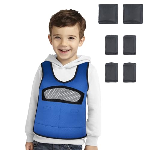 Weighted Vest for Kids Including 6 Removable Weights, (Small, Ages 2 to 5) - color: Navy Blue, size: Small