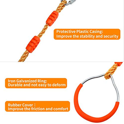 7PCS Colorful Ninja Rings - Gymnastic Rings, Swing Bar Rings, Monkey Rings, Climbing Rings Outdoor Backyard Play Sets Playground Equipment for Ninjaline Obstacle Accessories