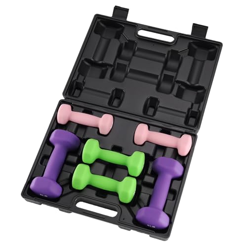 Neoprene Dumbbell Set for Women & Kids - Light Dumbbell Set (1/2/3, 2/3/5, 3/5/8, 5/10/15 LB) with Storage Plastic Case, Packed In Pairs, Set of Small Weights for Home, Living Room, Bedroom - size: 2+3+5 LBS