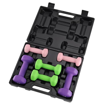 Neoprene Dumbbell Set for Women & Kids - Light Dumbbell Set (1/2/3, 2/3/5, 3/5/8, 5/10/15 LB) with Storage Plastic Case, Packed In Pairs, Set of Small Weights for Home, Living Room, Bedroom - size: 2+3+5 LBS