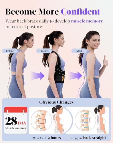 Posture Corrector for Women and Men, 5 Full Back Support Brace Rods, FSA&HSA Eligible, Adjustable Shoulder Straightener, Improving Hunchback Posture, Upper and Lower Back, Neck Pain Relief, Large