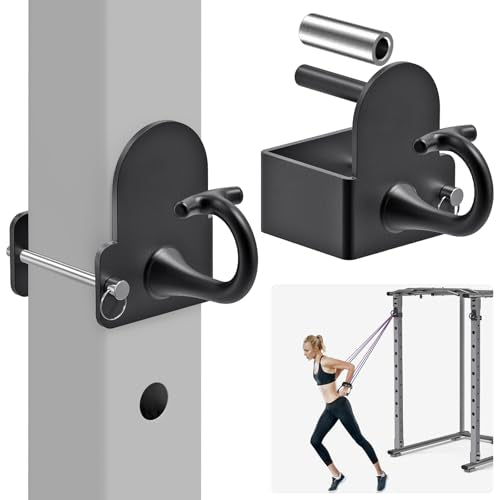 Kipika Anchor for Resistance Bands Fits 3" x 3" Power Rack with 5/8" or 1" Hole - Heavy Duty Steel Hooks with Rubber Pads for Home Gym Workouts, Strength Training,and Physical Therapy Exercise, 2 Pack - color: for 3"x3" Power Rack with 5/8" or 1" Hole