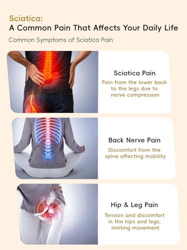 Sciatica Pain Relief Devices – Deep Tissue Massager with Multi-Mode Technology, Heat & Light, Targeted Relief for Sciatic Nerve & Lower Back Pain (White)