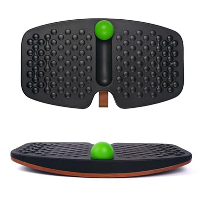 Balance Board for Standing Desk, Wooden Wobble Board with Slidable Ball for Office Work, Anti-Fatigue Foot Massage Board to Relieve Fatigue, Adult Use up to 300 lbs, Black