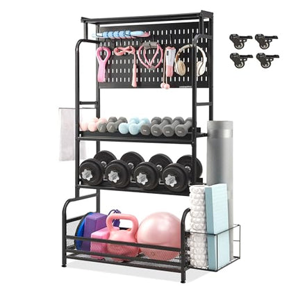 Lauren&Harold 56'' Taller Home Gym Storage Organizer with Hanging Board