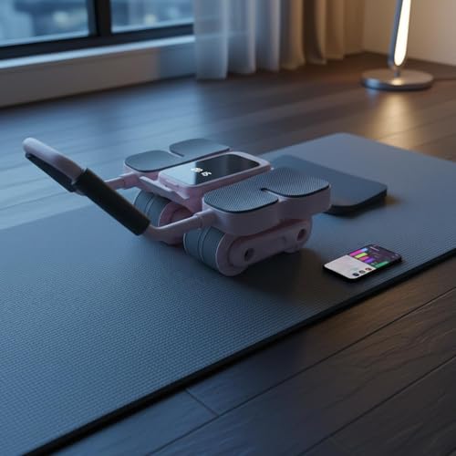 kowaku Abdominal Wheel with Phone Holder Practical Unisex Fitness Equipment Multifunctional Beginners Home Abdominal Muscle Training - color: Pink