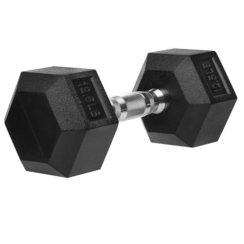 Hex Dumbbells Rubber Coated Cast Iron Hex Black Dumbbell Free Weights for Exercises - style: 12.5 Pounds / Pair