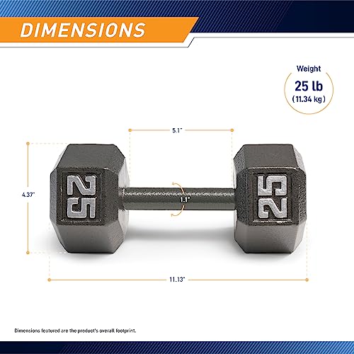 Marcy Cast Iron Hex Dumbbells Collection - Available size from 3-lb to 100-lb, SOLD INDIVIDUALLY - style: 25lbs