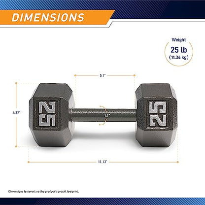 Marcy Cast Iron Hex Dumbbells Collection - Available size from 3-lb to 100-lb, SOLD INDIVIDUALLY - style: 25lbs