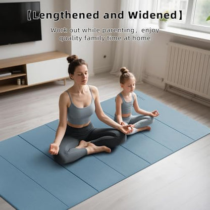 PAIDU Foldable Yoga Mat thick- 2/5" (10MM) TPE Non-Slip Design, Quick Fold，Easy Storage, 75x40 Extra Long/Wide for Indoor Yoga, Pilates and Outdoor Travel Workouts
