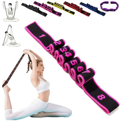 Fitness Resistance Band for Stretching and Yoga, Numbered Resistance Bands, 8 Loops Elastic Strap for Full Body Stretching Shaping, Progressive Flexibility Tool, Home Gym Gear - color: Pink