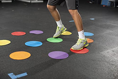 Power Systems Soft Agility Dots, 10 Inch Diameter Each, 12-Pack, Assorted Colors (30760)