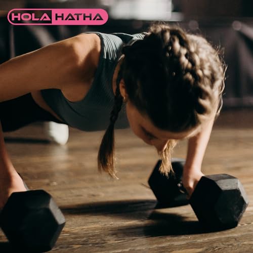 HolaHatha Hexagonal Dumbbell Free Hand Weight Set w/Rack - color: Black, style: 100lb Set