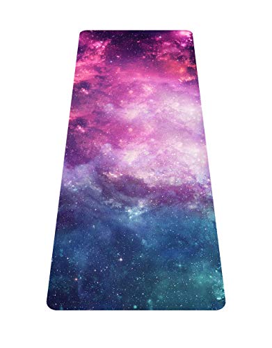 nuveti Printed Travel Yoga Mat-1/16 Inch Thick Non Slip Fitness Workout Mat with Carrying Bag, Foldable Lightweight Suede & Natural Rubber Yoga Mat for Yoga Pilates and Fitness 72" L x 24" W x 1.5mm - color: ZiSeXingKong