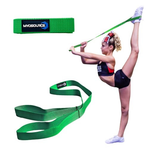 Cheerleading Flexibility Stunt Strap - Improve Stretching and Stunts for Cheer Dance Gymnastics & Physical Therapy – Stocking Stuffers Present for Kids Girls Adults - 12 Colors - color: Emerald