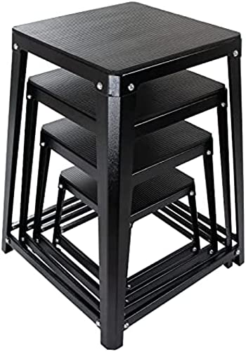 Plyometric Boxes Steel Plyo Box Fitness Exercise Jump Box For Home Gym Plyometric Jumping Exercises - color: Set of 4 Black
