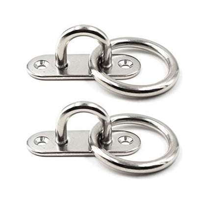 304 Stainless Steel Eye Pad Plate Anchor Mount with Ring 5/16" 8mm Great for Yoga Swings Hammocks/Boat Rigging/Marine Deck Hardware/Suspension Training Straps - color: 8mm ellipse with ring