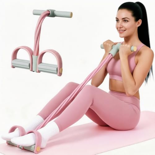 Yoga Pedal Resistance Band Elastic Pull Rope Fitness Sit-up for Abdomen/Waist/Arm/Leg Stretching Slimming Training ﻿Gifts for mom Sister Gifts （Thickened 6 Tubes）