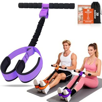 2026 Upgrade Pedal Resistance Bands with Handle - Multifunction Foot Pedal Resistance Band with Training Poster - Fashion Puller Exercise Equipment for Abdomen, Waist, Arm, Core, Leg - 55LBS