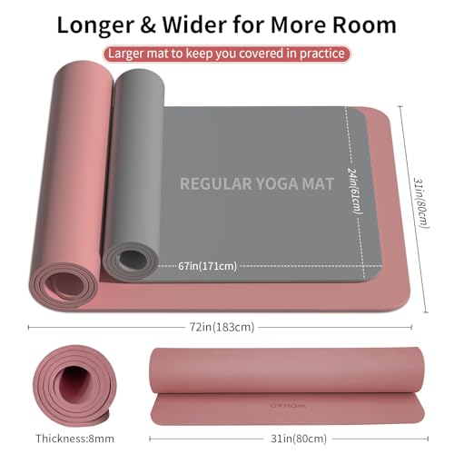 Extra Wide & Thick 8mm Yoga Mat, 72"x31.5" - color: Dull Pink