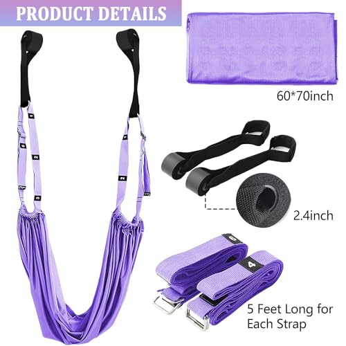 Leg Stretcher Strap, Adjustable Door Flexibility Trainer - color: Purple