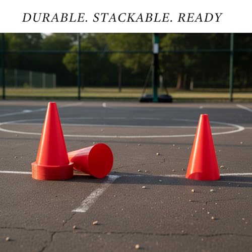 Sports Training Cones, Stackable PE Plastic Agility Markers for Field and Court Drills, Red (1 PC)