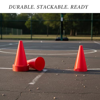 Sports Training Cones, Stackable PE Plastic Agility Markers for Field and Court Drills, Red (1 PC)