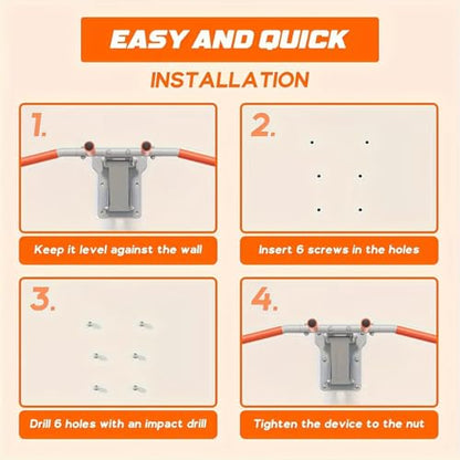 Pull Up Bar Wall Mounted,Foldable Design for Home Gym Equipment,Installation of 6 Expansion Screws,5mm Thicken Mounting Plate,330LBS Load Capacity