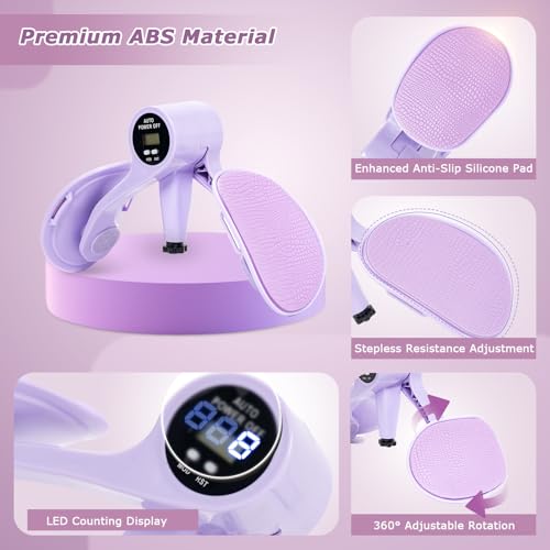 Thigh Trainer [2026 Upgraded], 12-80LB Thigh Trainer Thigh Exerciser, LED Pelvic Floor Exercise Devices, 360° Inner Thigh Exerciser, Thigh Hip Trainer Kegel Excerciser with 50LB Resistance Band