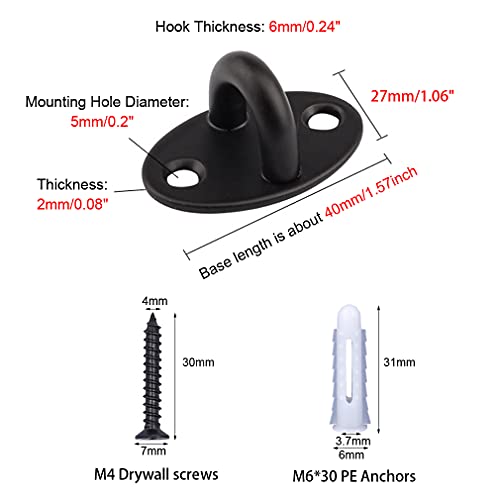 Stainless Steel Heavy Duty Mini Ceiling Hooks with Screws and Plastic Anchors, Wall Mount Pad Eye Plate Top Hook Hanging Hardware for Yoga Hammock Swing Boat Sandbag Plant Basket
