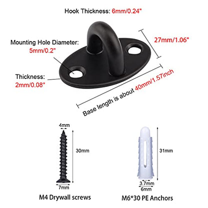 Stainless Steel Heavy Duty Mini Ceiling Hooks with Screws and Plastic Anchors, Wall Mount Pad Eye Plate Top Hook Hanging Hardware for Yoga Hammock Swing Boat Sandbag Plant Basket