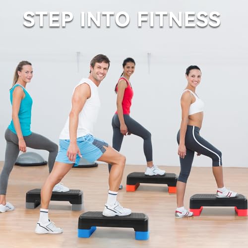 18" Aerobic Exercise Step Platform, Lightweight Portable Step Up Platform Trainer, Adjustable Height 3.9”5.9” for Home Gym