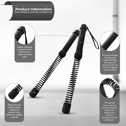 Ropeless Battle Ropes & Weighted Ropeless Skipping Rope Set, Portable Home Gym Equipment for HIIT Cardio Fitness Training, Fat Burning Strength Workout Gear