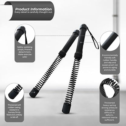 Ropeless Battle Ropes & Weighted Ropeless Skipping Rope Set, Portable Home Gym Equipment for HIIT Cardio Fitness Training, Fat Burning Strength Workout Gear