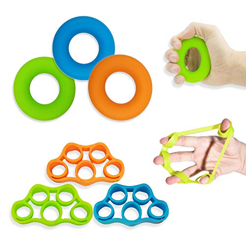 Hand Grip Strengthener, Finger Exerciser, Grip Strength Trainer (6 PCS),New Material,Forearm Grip Workout, Finger Stretcher, Relieve Wrist Pain, Carpal Tunnel - style: Finger Exerciser,Grip Strengthener