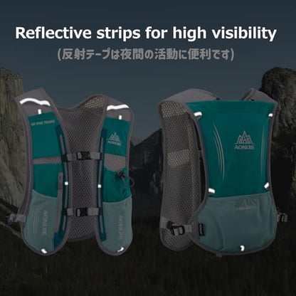 Running Water Bottles Flask BPA Free Leakproof Hydration Vest Packs Waist Belt Replacement for Triathlon Marathon Hiking Cycling Climbing Runner - color: #4 Mint Blue (5L) with a 1.5L Hydration Bladder