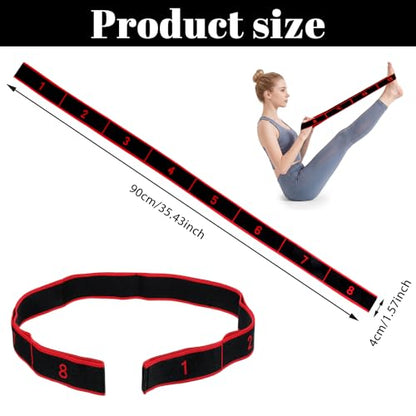 8-Section Exercise Band Pedal Resistance Band Fitness Resistance Bands for Stretching and Yoga with Handle Number Yoga Straps Adjustable Leg Stretcher Bands for Full Body Shaping Elastic Training
