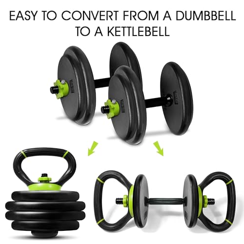 Yes4All Adjustable Kettlebell Handle for Weight Plates, Dumbbell Converter for Strength Training Kettlebells, Home Gym - color: A. Neo Green