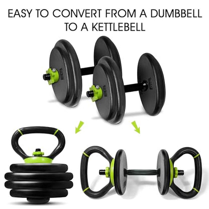 Yes4All Adjustable Kettlebell Handle for Weight Plates, Dumbbell Converter for Strength Training Kettlebells, Home Gym - color: A. Neo Green