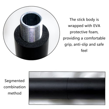 yoga stick is made of sturdy steel that is 5 feet high and an adjustable stretching stick, providing flexibility, agility, and balance. Covered with thick and comfortable foam layer