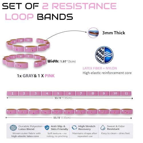 Elastic Yoga Stretching Strap with 11 Loops, 2 PCS Stretch Straps for Physical Therapy, Pilates Stretch Band, Leg Stretching Strap, Elastic Exercise Bands for Yoga, Dance and Gymnastics