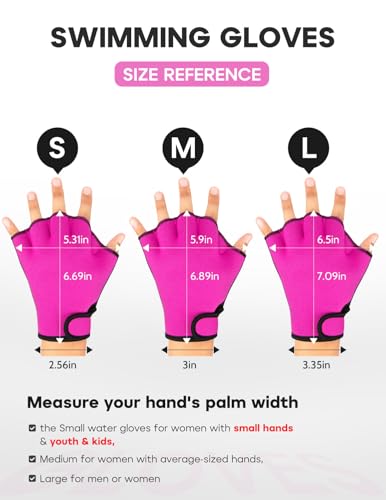 FitsT4 Sports Aqua Gloves Webbed Paddle Swim Gloves Fitness Water Aerobics - color: Rose Red, size: Large