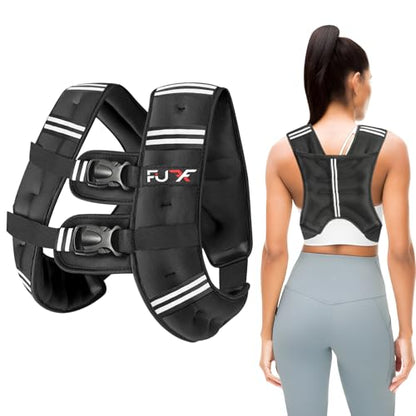 FUFF Weighted Vest Woman, 12 LB Womens Weight Vest for Walking, Strength Training Weight Vests for Female Men, Reflective Stripe Fitness Body Vest for Workout Running Jogging (Black)